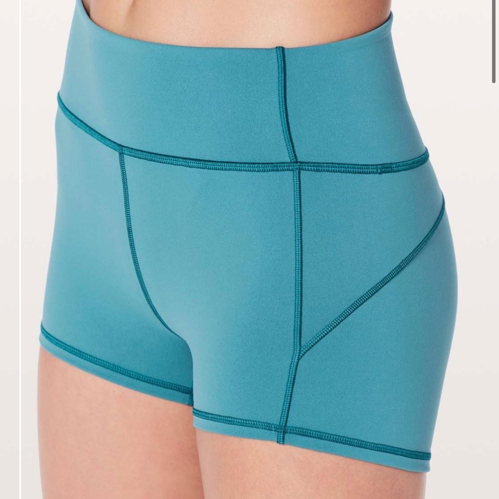 Lululemon Women's In Movement Pacific Teal High‎ Rise Running Workout Shorts 4
